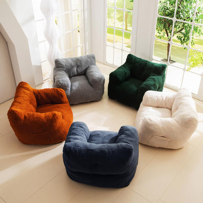 MAXYOYO Sherpa Bean Bag Chair, Boucle Tufted Bean Bag Couch, Living Room Bean Bag Lazy Sofa for Adults Kids, Navy