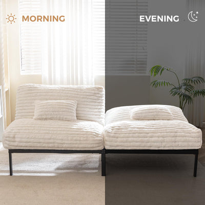 MAXYOYO Futon Sofa Bed Couch, Convertible Sleeper Sofa Bed, Futon Couch for Living Room, White