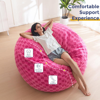 MAXYOYO Bean Bag Chair for Adults, Ultra Soft Fur Lazy Sofa for Living Room Bedroom, Pink
