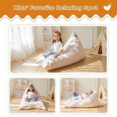 MAXYOYO Kids Bean Bag Chair - Handle Design, High-Density Foam Floor Lounger, White