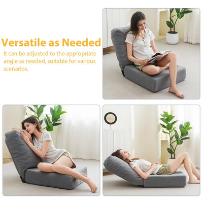 MAXYOYO Floor Chair with Adjustable Back Support, Floor Meditation Chair, Grey