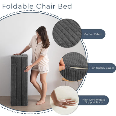 MAXYOYO Multifunctional Folding Sofa Bed, Portable Foldable Sleeper Sofa Floor Couch Futon Mattress for Guest Room, Dark Grey