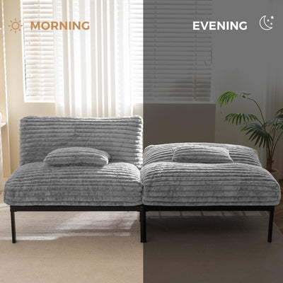 MAXYOYO Futon Sofa Bed Couch, Convertible Sleeper Sofa Bed, Futon Couch for Living Room, Grey