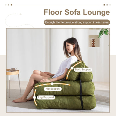 MAXYOYO Folding Couch Sofa Bed, Convertible Sleeper Chairs with Back Support and Pillow, Green