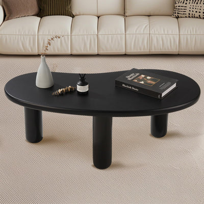 MAXYOYO 35.4 "Coffee Table, Irregular Cashew Shaped Coffee Table, Cute Cloud Coffee Table, Central Rounded Low Table, Black