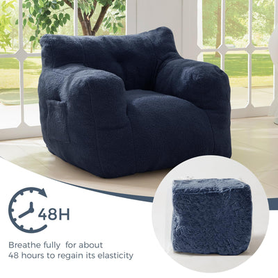 MAXYOYO Sherpa Bean Bag Chair, Boucle Tufted Bean Bag Couch, Living Room Bean Bag Lazy Sofa for Adults Kids, Navy