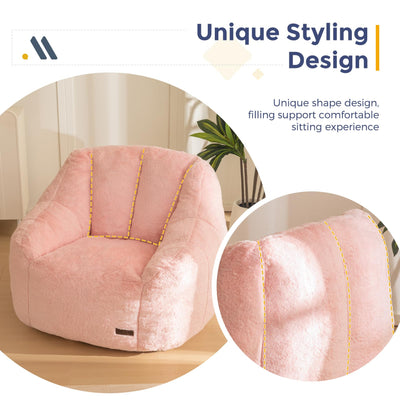 MAXYOYO Bean Bag Chair, Faux Fur Oversized Bean Bag Couch with High Backrest for Living Room, Bedroom, Apartment (Pink)