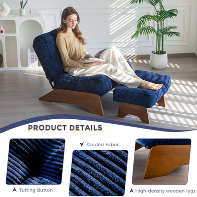 MAXYOYO Adjustable Accent Chair with Ottoman, Tufted Lounge Chair Set, Navy