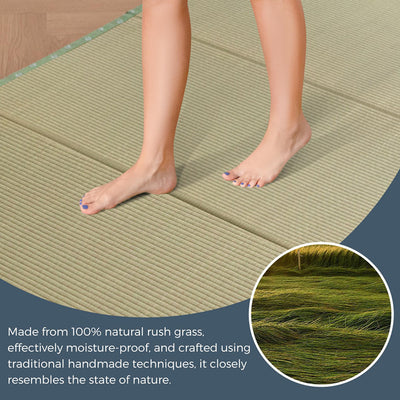 MAXYOYO Japanese Tatami Mat 100% Rush Grass Portable Folding Mat Futon Mattress Firm Traditional Floor Bed 79"x39"x1.2"