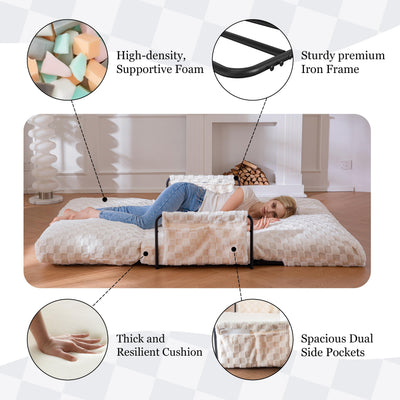 MAXYOYO Adjustable Lazy Floor Sofa, 5-Position Foldable Sleeper Chair with Armrest for Reading, Gaming