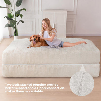 MAXYOYO Giant Bean Bag Chair Bed for Adults, Includes Two Beds, Convertible Beanbag Folds from Lazy Chair to Floor Mattress Bed, Big Sofa Bed, High-Density Foam Filling, Machine Washable, Beige