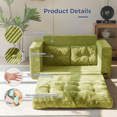 MAXYOYO Convertible Sofa Bed - 2 in 1 Folding Couch Bed, Green