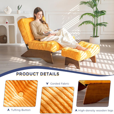 MAXYOYO Adjustable Accent Chair with Ottoman, Tufted Lounge Chair Set, Orange