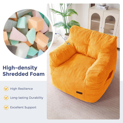 MAXYOYO Bean Bag Chair, Tufted Corduroy Bean Bag Couch Lazy Chair with Filler for Adult Teen, Beige