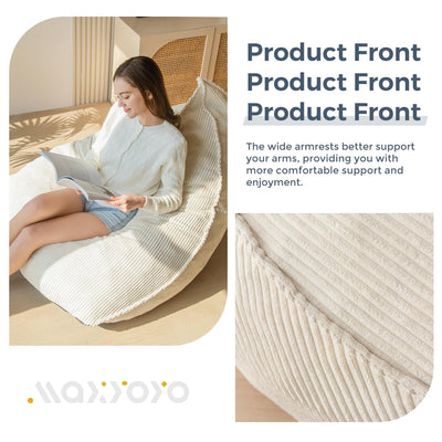 MAXYOYO Corduroy Bean Bag Chairs for Adult, Bean Bag Couch with Filler, Soft Lazy Sofa 43"x41"x35", Beige