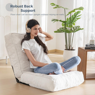 MAXYOYO Adjustable Floor Chair with Back Support, Gaming Chair Floor Meditation Chair, Beige