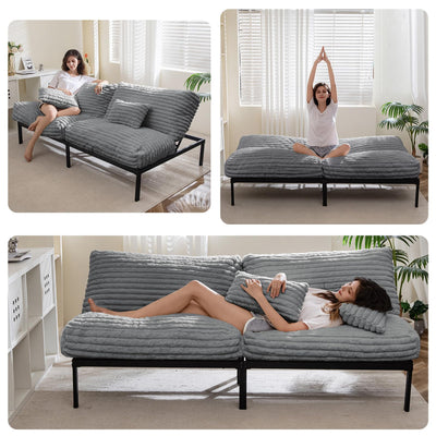 MAXYOYO Futon Sofa Bed Couch, Convertible Sleeper Sofa Bed, Futon Couch for Living Room, Grey