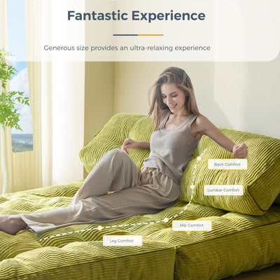 MAXYOYO Folding Sofa Bed, Convertible Sleeper Chair with Pilow Foldable Matress with Back Support(Double),Green