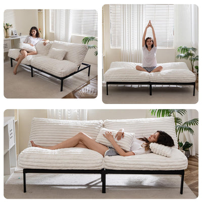 MAXYOYO Futon Sofa Bed Couch, Convertible Sleeper Sofa Bed, Futon Couch for Living Room, White