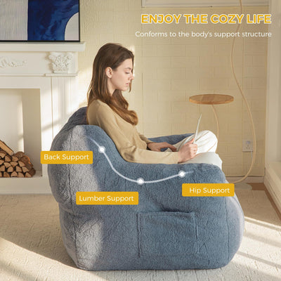 MAXYOYO Bean Bag Chair, Tufted Bean Bag Chair with Boucle Fabric, Comfy Lazy Sofa with Filler for Adults Teens, Dusty Blue