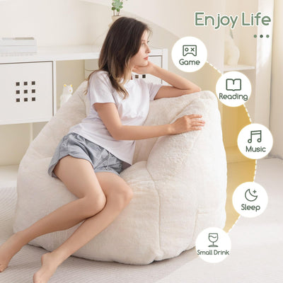 MAXYOYO Bean Bag Chairs for Adults and Kids/Teens, Floor Sofa with Handle for Gaming Reading Relaxing, Beige