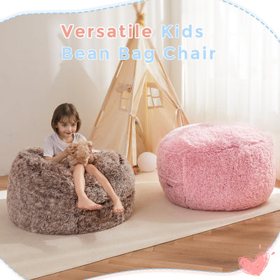 MAXYOYO Bean Bag Chair Bed for Kids, Plush Convertible Bean Bag Folds from Chair to Floor Mattress, Pink