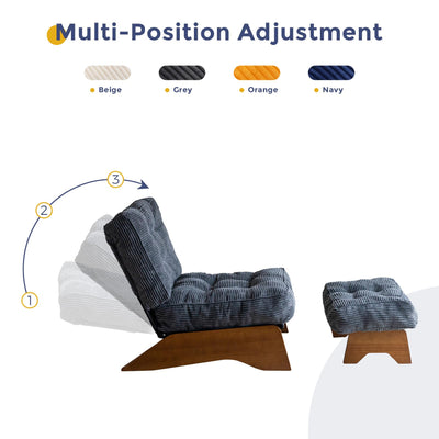 MAXYOYO Adjustable Accent Chair with Ottoman, Tufted Lounge Chair Set, Dark Grey