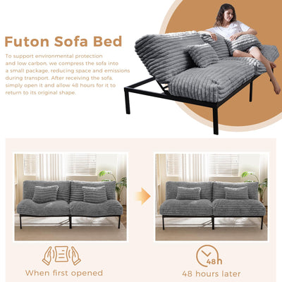 MAXYOYO Futon Sofa Bed Couch, Convertible Sleeper Sofa Bed, Futon Couch for Living Room, Grey
