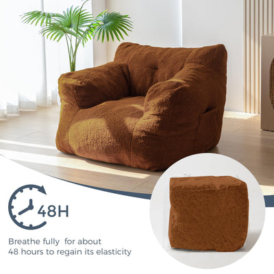 MAXYOYO Sherpa Bean Bag Chair, Boucle Tufted Bean Bag Couch, Living Room Bean Bag Lazy Sofa for Adults Kids, Dark Coffee