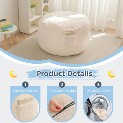 MAXYOYO Bean Bag Chair Bed for Kids, Convertible Bean Bag Folds from Lazy Chair to Floor Mattress Bed, Beige