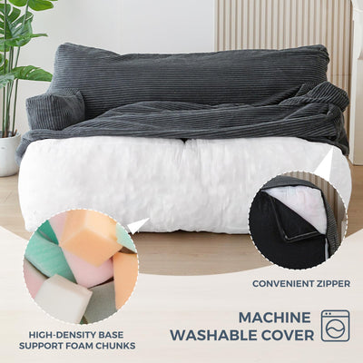 MAXYOYO Oversized Bean Bag Chair for Adults, 2-Seater Loveseat  Bean Bag Couch with Filler for Living Room, Dark Grey