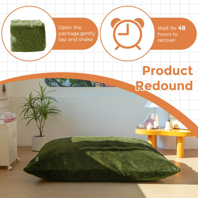 MAXYOYO 3 in 1 Kids Bean Bag Chair Bed, Faux Fur Child Floor Sofa for Gaming, Reading (Green)