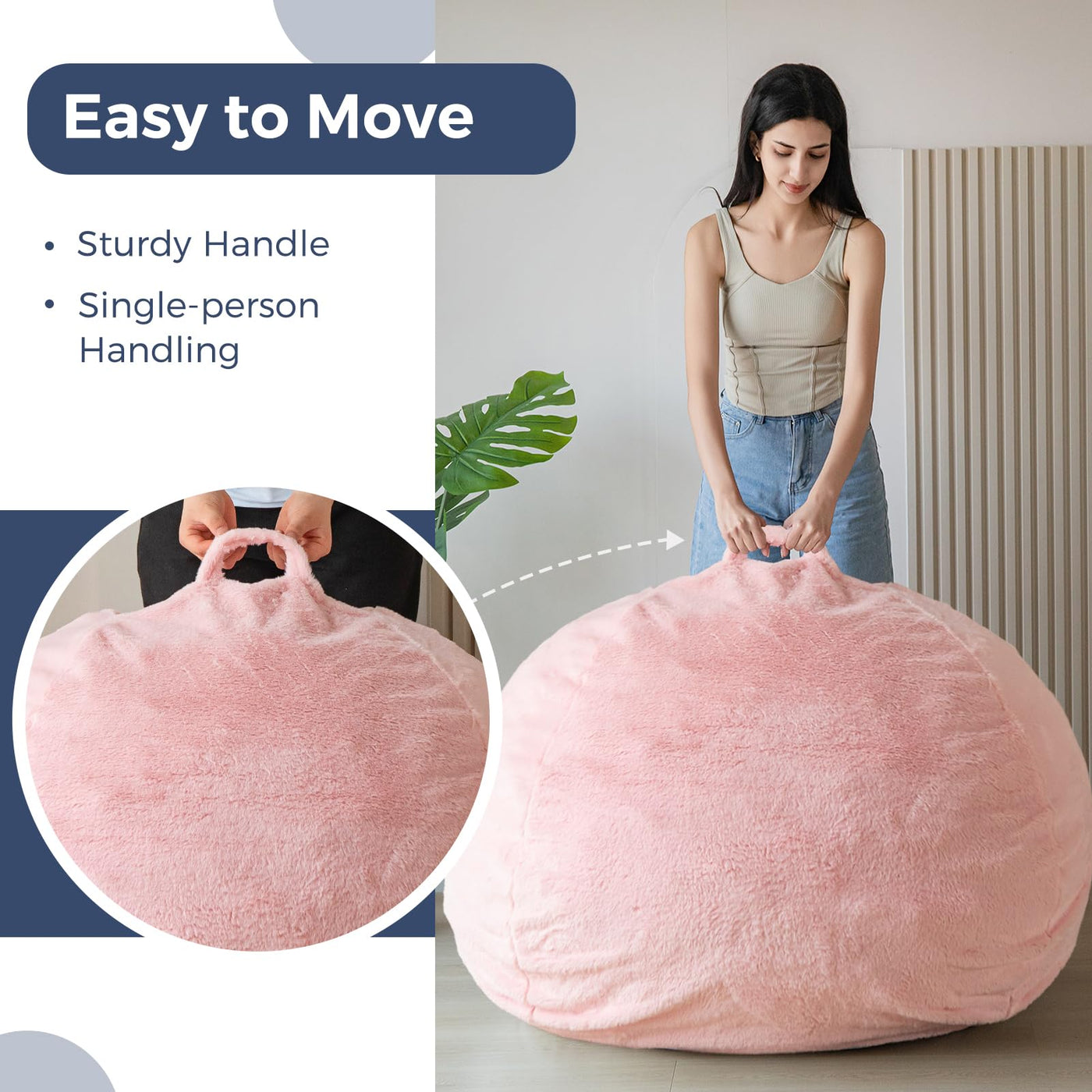 MAXYOYO Bean Bag Chair for Adults, 3ft Ultra Soft Fur Lazy Sofa for Living Room Bedroom, Shaggy-pink