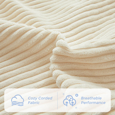 MAXYOYO Corduroy Bean Bag Chair Bed for Kids, Convertible Bean Bag Folds from Chair to Floor Mattress, Beige