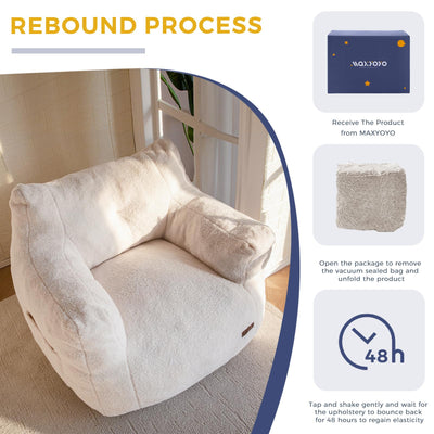 MAXYOYO Bean Bag Chair, Tufted Bean Bag Chair with Boucle Fabric, Comfy Lazy Sofa with Filler for Adults Teens, Beige