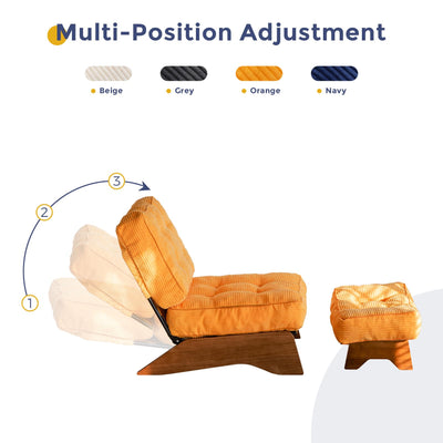 MAXYOYO Adjustable Accent Chair with Ottoman, Tufted Lounge Chair Set, Orange
