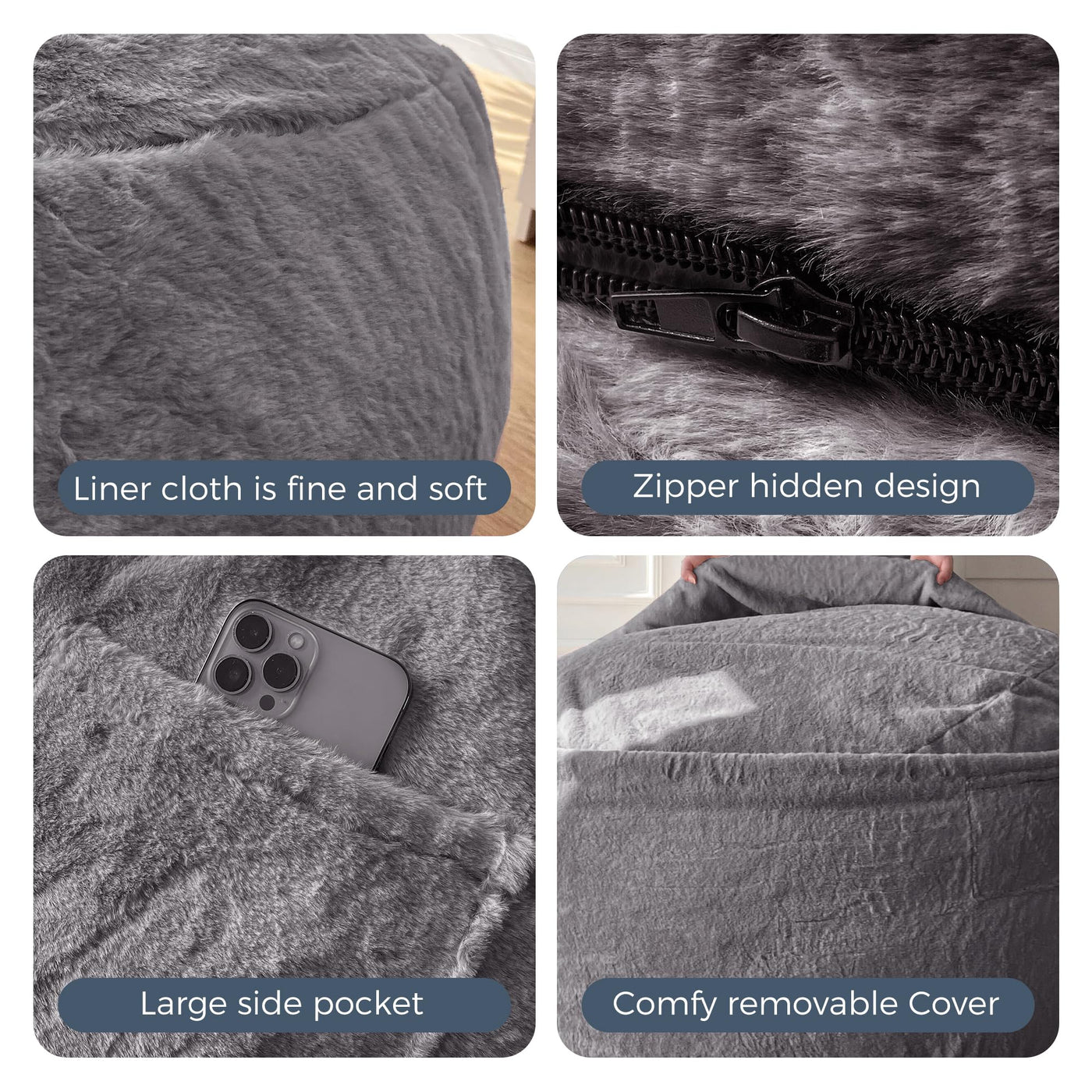 bean bag bed#color_dark-grey