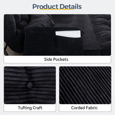 MAXYOYO Adjustable Floor Sofa Bed with 2 Pillows, Multi-Functional Bean Bag Sleeper Bed with Armrest for Reading Gaming, Black