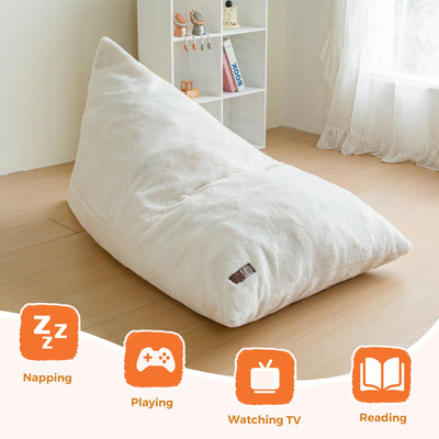 MAXYOYO Kids Bean Bag Chair - Handle Design, High-Density Foam Floor Lounger, White