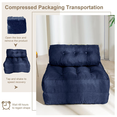 MAXYOYO Folding Couch Sofa Bed, Convertible Sleeper Chairs with Back Support and Pillow, Navy