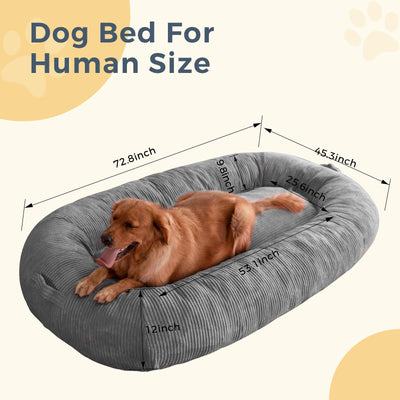 MAXYOYO Human Dog Bed, Corduroy Giant Bean Bag Dog Bed for Humans and Pets, Dark Grey