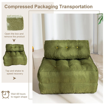 MAXYOYO Folding Couch Sofa Bed, Convertible Sleeper Chairs with Back Support and Pillow, Green