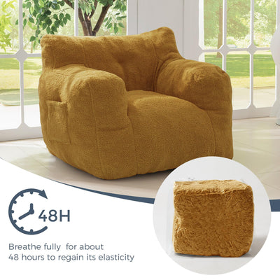 MAXYOYO Sherpa Bean Bag Chair, Boucle Tufted Bean Bag Couch, Living Room Bean Bag Lazy Sofa for Adults Kids, Yellow