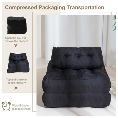 MAXYOYO Folding Couch Sofa Bed, Convertible Sleeper Chairs with Back Support and Pillow, Black
