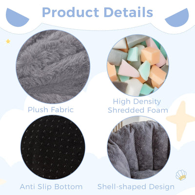 MAXYOYO Bean Bag Chair for Kids, Shell Shaped Bean Bag Couch for Boys and Girls, Dark Grey