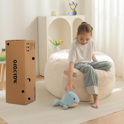 MAXYOYO Bean Bag Chair Bed for Kids, Convertible Bean Bag Folds from Lazy Chair to Floor Mattress Bed, Beige