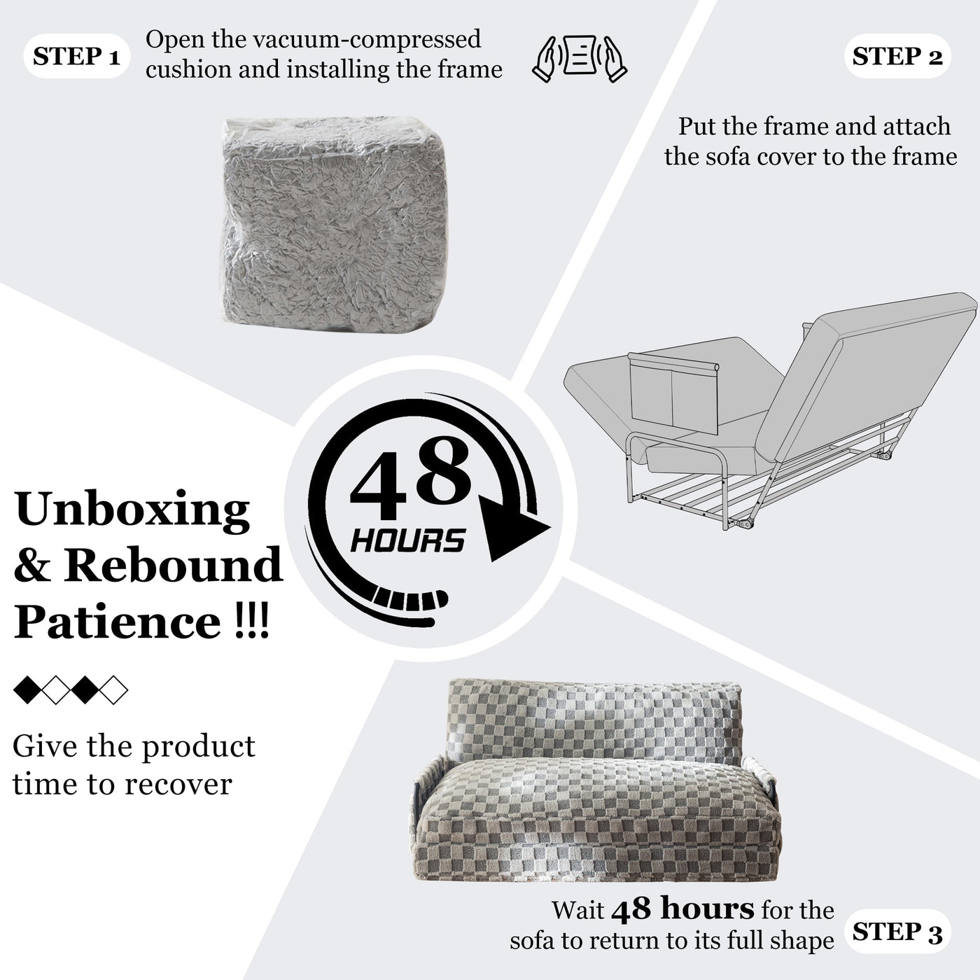 MAXYOYO Adjustable Lazy Floor Sofa, 5-Position Foldable Sleeper Chair with Armrest for Reading, Grey