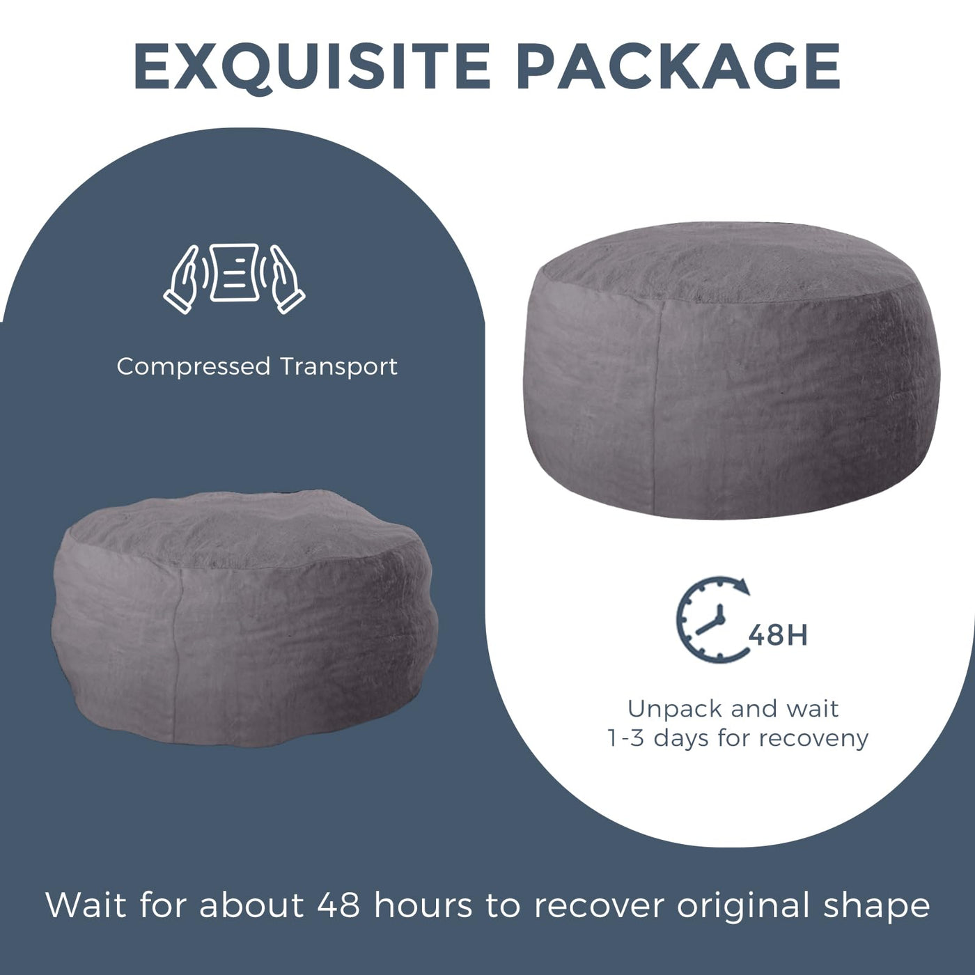 MAXYOYO Large Bean Bag Chair for Adults, Ultra Soft Fur Lazy Sofa with Foam Filling Living Room Bedroom, Darkgrey