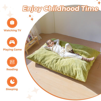 MAXYOYO 3-in-1 Kids Convertible Bean Bag Chair & Bed, Child Floor Sofa for Gaming, Reading, Green