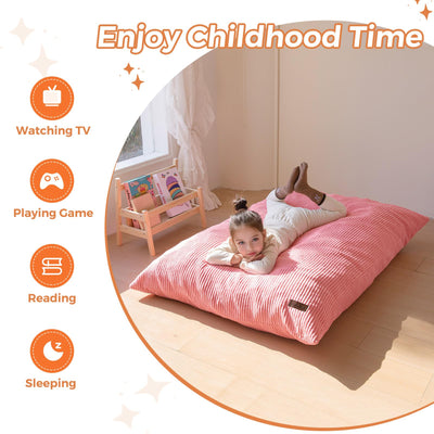 MAXYOYO 3-in-1 Kids Convertible Bean Bag Chair & Bed, Child Floor Sofa for Gaming, Reading, Pink